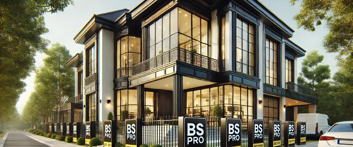 DALL·E 2024-10-30 22.20.47 – A realistic 3D-rendered exterior view of a luxury residence with large bay windows secured with BS PRO branded black and yellow security boards. The s DALL·E 2024-10-30 22.20.47 - A realistic 3D-rendered exterior view of a luxury residence with large bay windows secured with BS PRO branded black and yellow security boards. The s